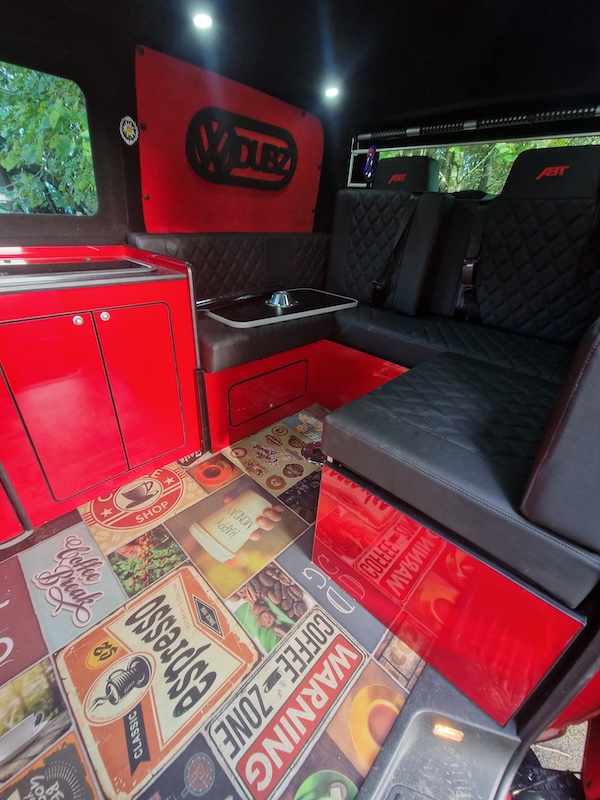 unusual unique camper van conversion furniture red